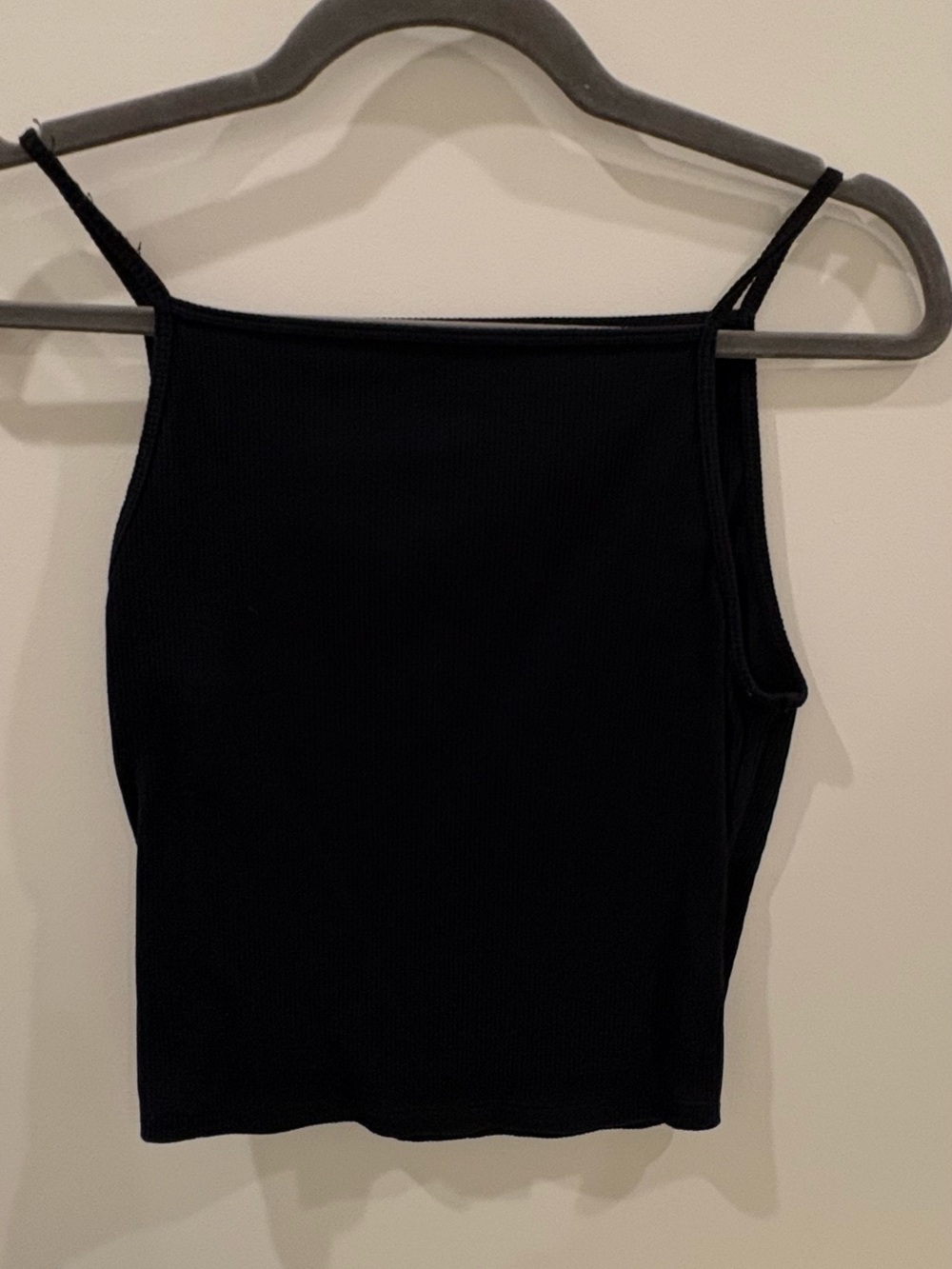 Black Ribbed Cami Tank Top - Women